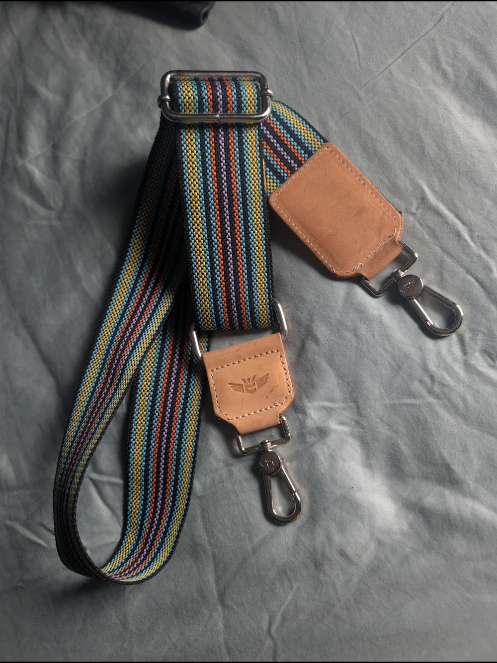 Consuela Straps Leather-Trim Multicolor Striped Bag Strap